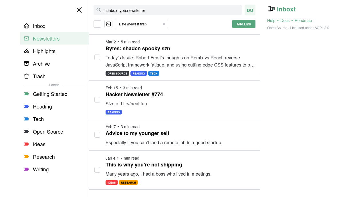 Newsletters in your inbox