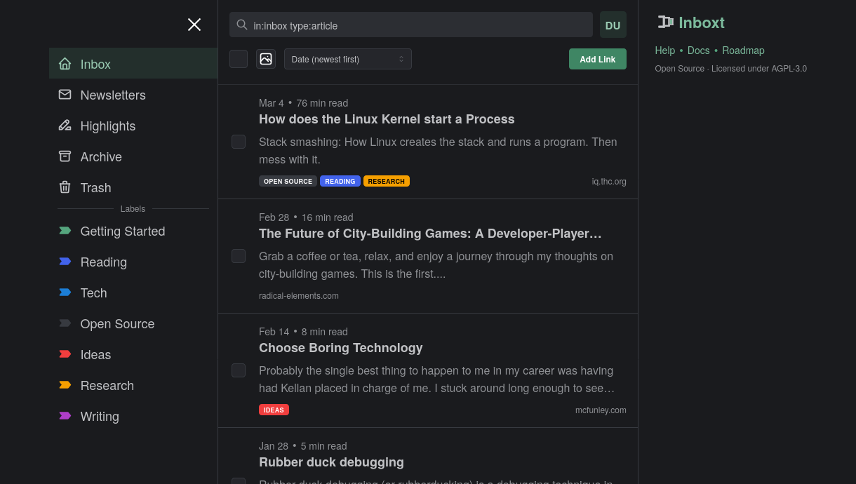 Inboxt app interface
